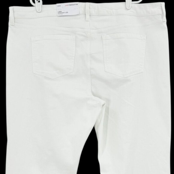 Liz Claiborne Womens Lana High-Rise Straight Leg White Denim Jeans Plus Size 22W - Picture 4 of 12